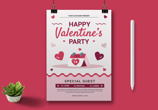 Valentine Party Flyer Design Layout
