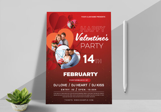 Happy Valentine Party Flyer Design