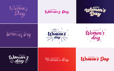 Happy Women's Day design with a realistic illustration of a bouquet of flowers and a banner reading March 87