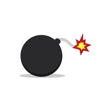 bomb with burning fuse icon design simple