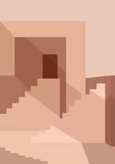 Illustration of a architecture minimalistic modern style. Vector poster.