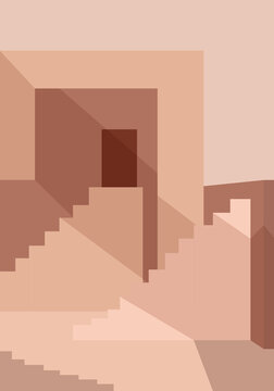 Illustration of a architecture minimalistic modern style. Vector poster.