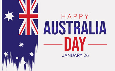 Happy Australia Day wallpaper banner design with flag and typography. Day of Australia backdrop design