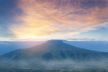 Phu Pa Po,Big mountain and beautiful sunset background at Loey province of Thailand, Fuji mountain of Thailand.