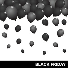 Black and grey balloons dropping down. Black Friday.