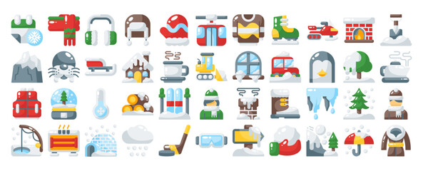 winter icon set. vector illustration for web, computer and mobile app. flat style icon