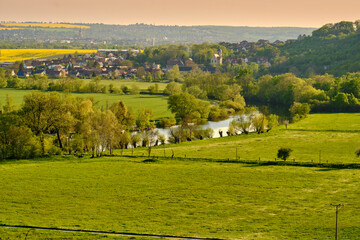 Saaleaue bei Goseck im Abendlicht, zwischen Naumburg und Weißenfels gelegen, Naturpark...