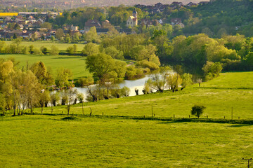 Saaleaue bei Goseck im Abendlicht, zwischen Naumburg und Weißenfels gelegen, Naturpark...