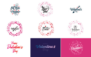 Happy Valentine's Day greeting card template with a floral theme and a pink color scheme