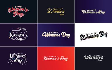 International Women's Day lettering with a love shape. suitable for use in cards. invitations. banners. posters. postcards. stickers. and social media posts