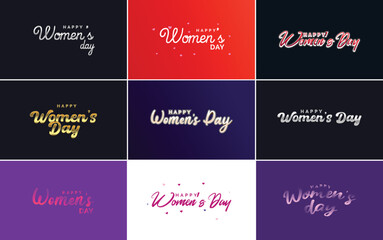 Fototapeta na wymiar Abstract Happy Women's Day logo with a women's face and love vector logo design in pink and black colors
