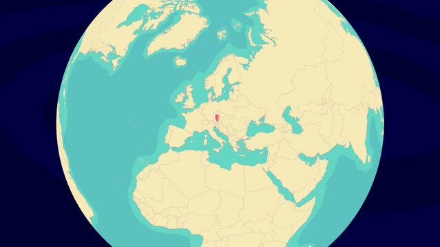 Zooming To Villach Location On Stylish World Globe