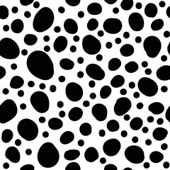 Black and white seamless polka dot pattern. Monochrome, dotted vector background. Geometric abstract with black circles. EPS 10.