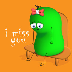 Valentine's day concept. I miss you. cute clay