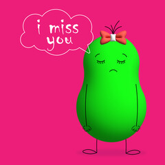 Valentine's day concept. i miss you. sed cute clay