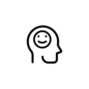 Head Line Icon. Man, Head, Profile, Face, Smile, Emotions, Approval, Avatar, Man, Guy, Personality, Figure, Communication, Anonymous, Sign. People Concept. Vector Black Line Icon On White Background