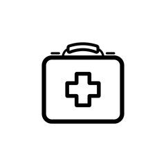 First aid kit line icon. Disease, immunity, thermometer, doctor, patient, prescription, treatment, drugs, recommendations, advice. health concept. Vector black line icon on white background