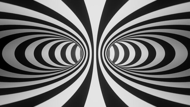orus inside view black and white stripes. 3D Loop animation background. 4k UHD
