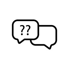 Speech bubble line icon. communication, chat, question mark, exclamation point, callout, notification, reaction. communication concept. Vector black line icon on white background