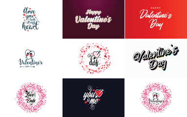 Fototapeta na wymiar Happy Valentine's Day hand-drawn lettering vector illustration suitable for use in design of flyers. invitations. posters. brochures. and banners