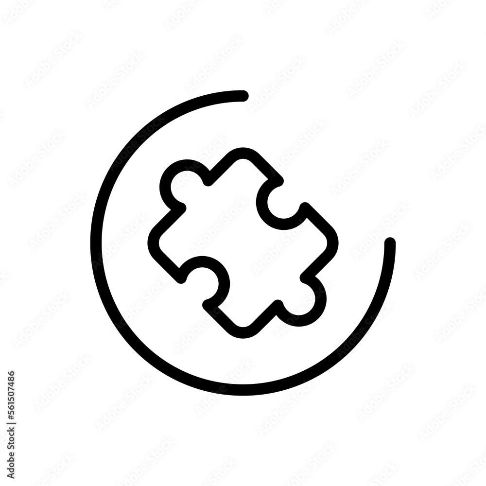 Poster puzzle line icon. problem solving, puzzle, question mark, application development, creative thinking