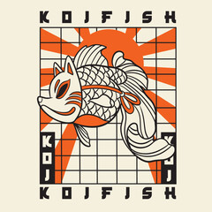 Premium Vector | Koi fish character logo design vector illustration t-shirt design