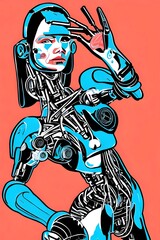 Fototapeta na wymiar Portrait of a cyborg moved by artificial intelligence 