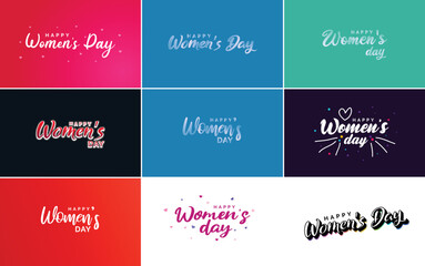 Happy Women's Day design with a realistic illustration of a bouquet of flowers and a banner reading March 8. featuring a gradient color scheme