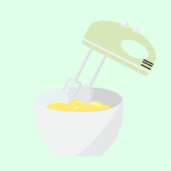 vector mixer and cake batter being stirred