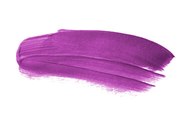 Acrylic purple violet paint brush track blank art isolated on the white background