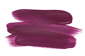 Acrylic purple violet paint brush track blank art isolated on the white background