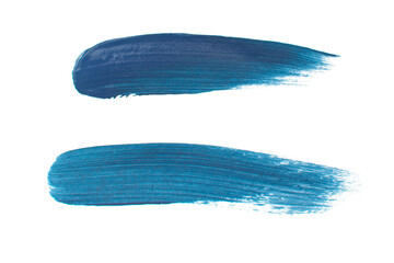 Obraz premium Acrylic blue paint brush track blank art isolated on the white background