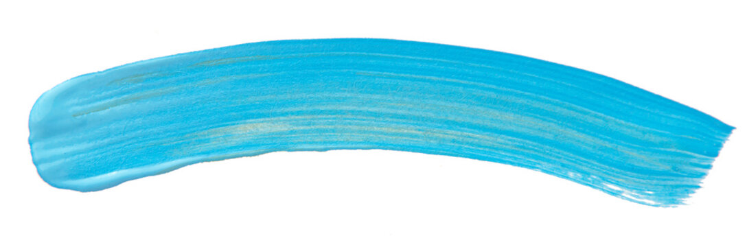 Acrylic blue paint brush track blank art isolated on the white background