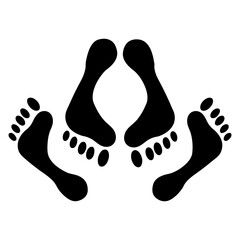 Símbolo hacer el amor. Silueta aislada de huellas de pies de personas desnudas practicando sexo