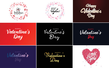 Love word hand-drawn lettering and calligraphy with a cute heart on a red. white. and pink background Valentine's Day template or background suitable for use in Love and Valentine's Day concepts