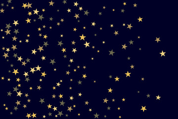 Star confetti. Gold casual confetti background. Bright design pattern.