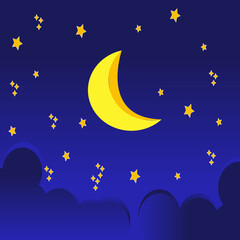 Obraz na płótnie Canvas night beground vector illustration with shining stars and moon