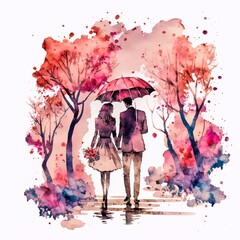 Liebespaar im Regen, made by Ai, k&uuml;nstliche Intelligenz, AI-Art