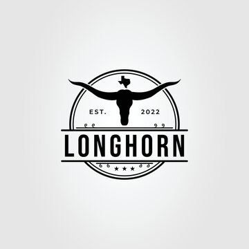 Cattle Longhorn Or Texas Head Cow Logo Vector Illustration Design..