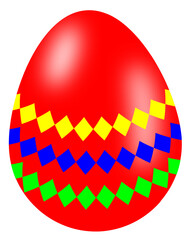Osterei mit Muster gestreift rot blau grün gelb freigestellt  Hintergrund transparent