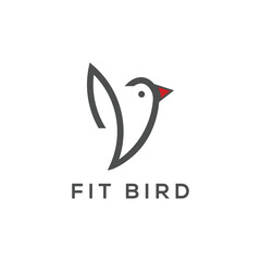 Minimal flat bird logo design template
