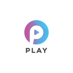 Modern play button gradient logo design
