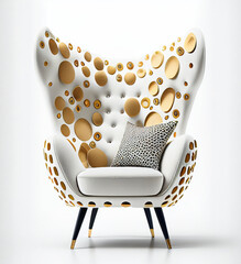 Avant garde design arm chair with minimalistic Scandinavian theme, digital art/generative ai, isolated on white background