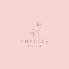 Cheetah line art logo icon design template