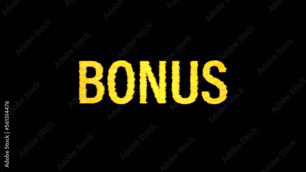 Poster bonus glitch text effect cimematic title yellow light animation loop. element for isolated transpare