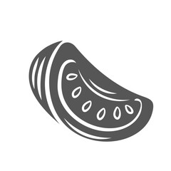 Tomato slice glyph icon vector illustration. Silhouette of fresh chopped tomato wedge fly in air, ripe vegetable cut into piece and sections for cooking vegetarian dishes, organic vitamin salad
