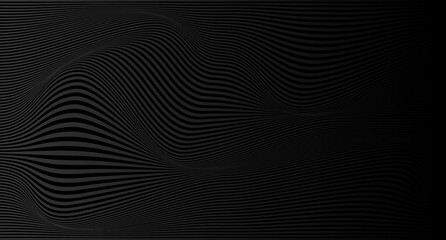 Abstract black vector background with stripes. Abstract black gradient background. Shiny black texture. Vector illustration