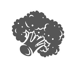 Broccoli glyph icon vector illustration. Silhouette of cabbage vegetable falling from top, cauliflower or broccoli float and fly in air, natural food ingredient of vitamin healthy nutrition