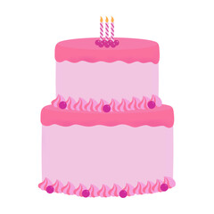 Pink Cake with Three Candles