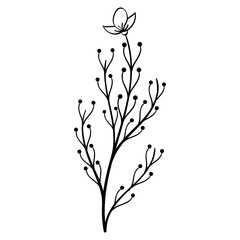 Hand Drawing Leaves and Flower Element